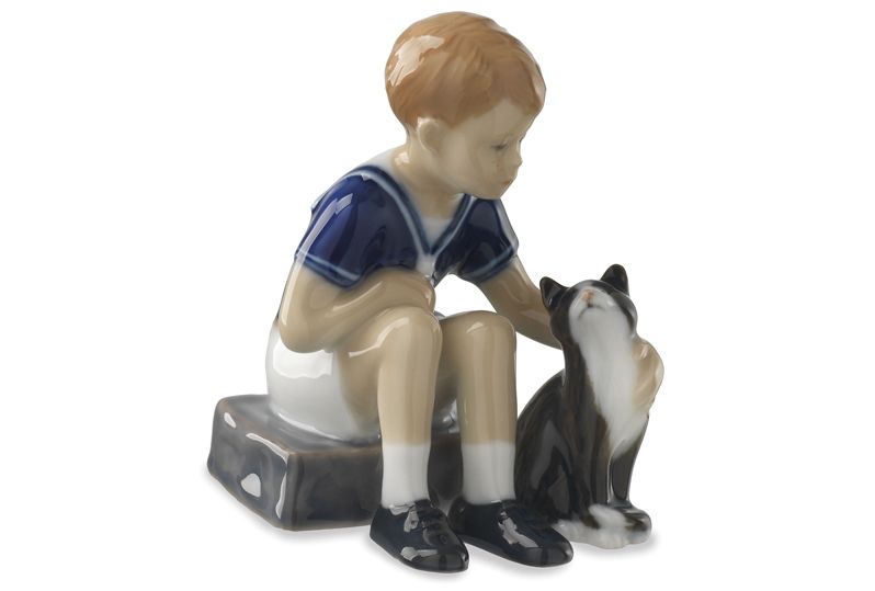 Figurine - Jens con gatto mini h 9.5