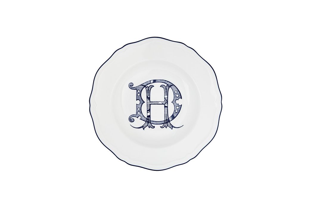Antico Doccia - Corona Monogram blu - Piatto fondo cm. 24 Corona Monogram blu cobalto