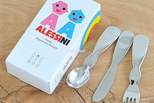 Alessini - Set posate per bambino in acciaio 3 pz. 