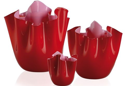 Fazzoletto Bicolore - Vaso 700.02 Fazzoletto Rosso int. rosa h. 24